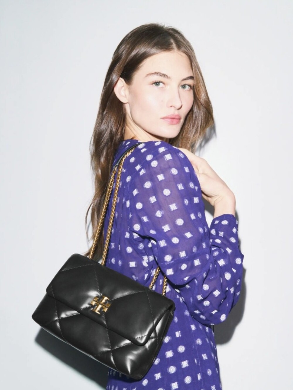 New Tory Burch Kira Diamond Quilted Leather Convertible Shoulder Bag